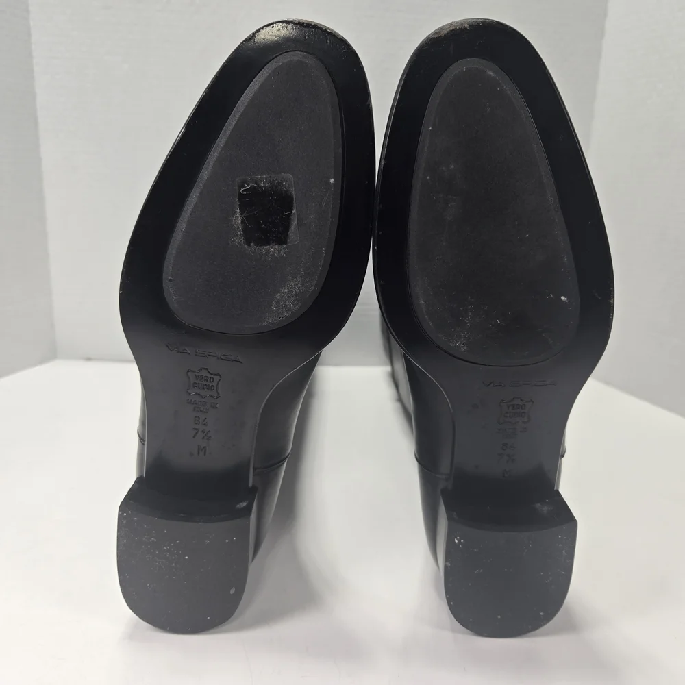 Via Spiga Italian Black Leather Riding Boots Women's Size 7 1/2 7.5